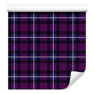 Vijolična slivova in indigo karo tapeta za dnevno sobo in spalnico 50x1000 cm