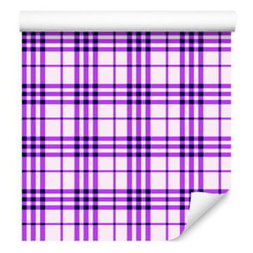 Vijolična sivka, vijolično-bela karo tapeta 50x1000 cm