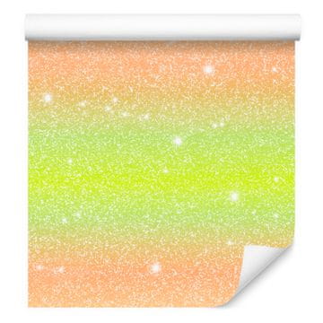 Bleščeča tapeta v kremni in limetini barvi za dnevno sobo in spalnico 50x1000 cm