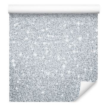 Bleščeča tapeta svetlo siva, bela in siva 50x1000 cm