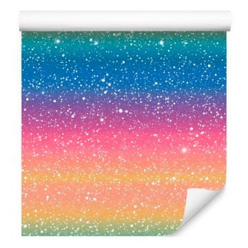 Bleščeča tapeta v modri, breskovi, pudrasto roza in krem barvi 50x1000 cm