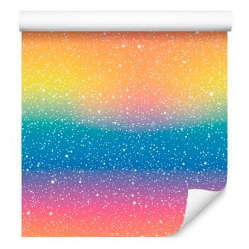 Modra, breskovo-zlata bleščeča tapeta za dnevno sobo in spalnico 50x1000 cm