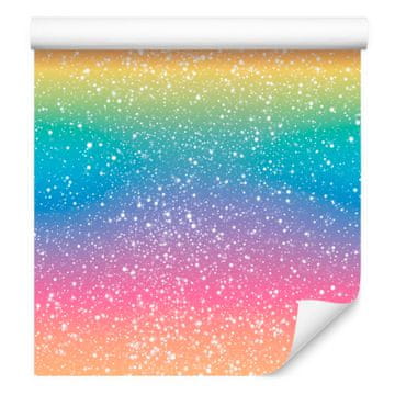 Bleščeča tapeta v modri, breskovi in pudrasto roza barvi 50x1000 cm