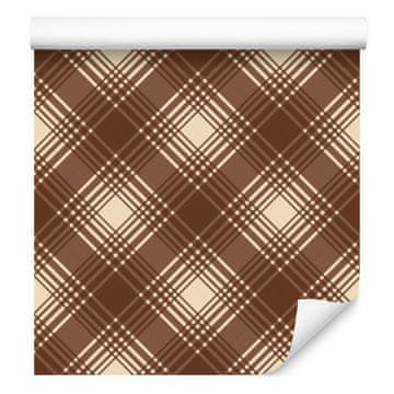 Rjava rjasto-oranžna karo tapeta za dnevno sobo in spalnico 50x1000 cm