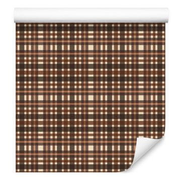 Rjava karo tapeta Rjava, rjava in oranžna 50x1000 cm