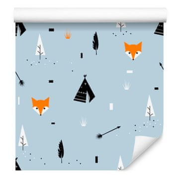 Fototapeta z motivom lisic in šotorov tipi za dnevno sobo in spalnico 50x1000 cm