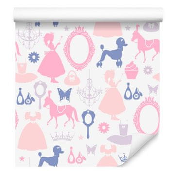Tapeta s princeskami, psi in konji, dekleti za dnevno sobo in spalnico 50x1000 cm
