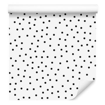 Minimalistična tapeta s črnimi pikami za dnevno sobo in spalnico 50x1000 cm