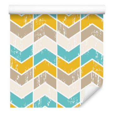 Barvita tapeta z retro geometrijskim vzorcem za dnevno sobo in spalnico 50x1000 cm