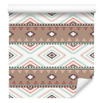 Tapeta z etničnim vzorcem, bež, svetlo siva in krem, 50x1000 cm