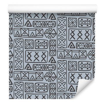Polinezijska tapeta s geometrijskim vzorcem, siva in svetlo siva, 50x1000 cm
