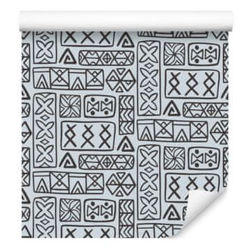 Polinezijska tapeta s geometrijskim vzorcem, siva in svetlo siva, 50x1000 cm
