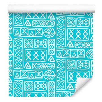 Polinezijska tapeta s celadonom in geometrijskim vzorcem 50x1000 cm