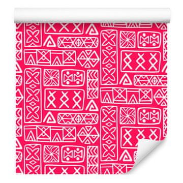 Polinezijska tapeta s geometrijskim vzorcem, pudrasto roza in roza, 50x1000 cm