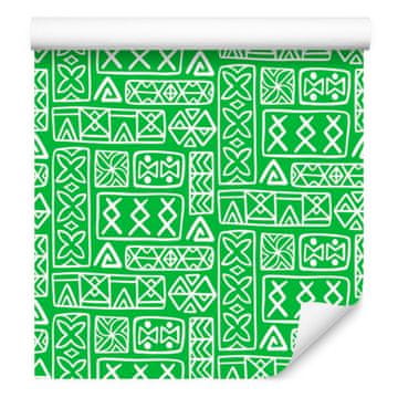Polinezijska tapeta z geometrijskim vzorcem, mint in zelena, 50x1000 cm