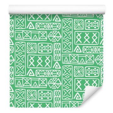 Polinezijska tapeta z geometrijskim vzorcem, mint in zelena, 50x1000 cm