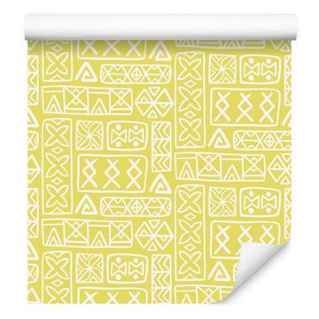 Polinezijska tapeta s geometrijskim vzorcem, kremne barve, 50x1000 cm