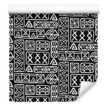 Polinezijska tapeta z geometrijskim vzorcem, grafitna, 50x1000 cm