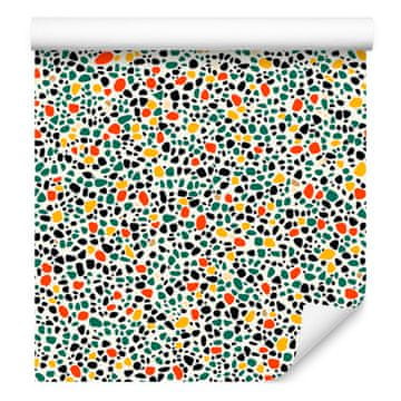 Terrazzo tapeta siva, svetlo siva, bež in zelena 50x1000 cm