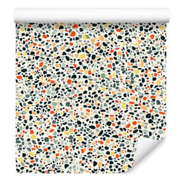 Terrazzo tapeta svetlo siva, siva, bež in krem 50x1000 cm