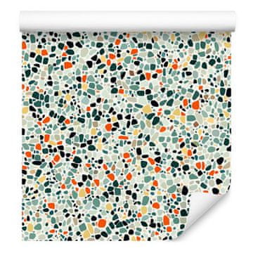 Terrazzo tapeta svetlo siva, siva, bež in krem 50x1000 cm