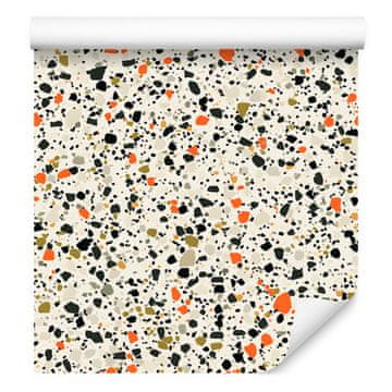 Terrazzo tapeta svetlo siva, bež, siva in krem 50x1000 cm