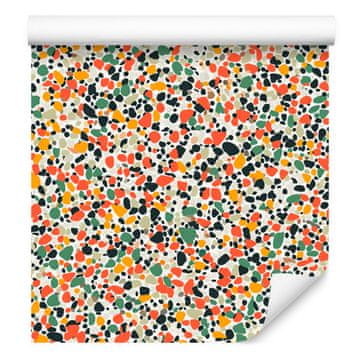 Terrazzo tapeta bež, siva in breskev 50x1000 cm