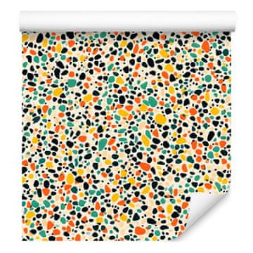 Terrazzo tapeta bež, siva, krem in breskev 50x1000 cm