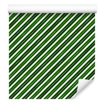 Božična tapeta s črtami zelena, zelena sredina 50x1000 cm