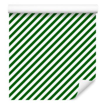 Božično-črtasta tapeta zeleno-bela za dnevno sobo in spalnico 50x1000 cm