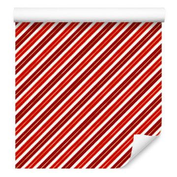 Božična tapeta z rdečimi črtami, rdeče ozadje 50x1000 cm