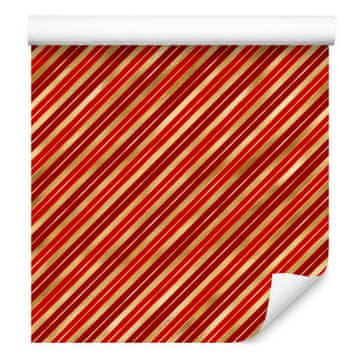 Božična tapeta s črtami, rdeča in oranžna, 50x1000 cm