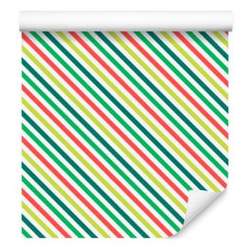 Tapeta s kremnimi in koralnimi črtami za dnevno sobo in spalnico 50x1000 cm