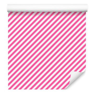 Tapeta v pudrasto roza barvi s črtami, subtilni detajli za dnevno sobo in spalnico 50x1000 cm
