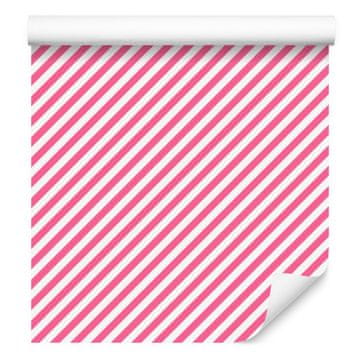 Tapeta s pudrasto roza črtami, mehke oblike za dnevno sobo in spalnico 50x1000 cm
