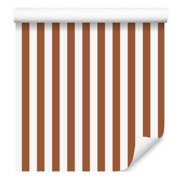Oranžne, bele in bež črtaste tapete za dnevno sobo in spalnico 50x1000 cm