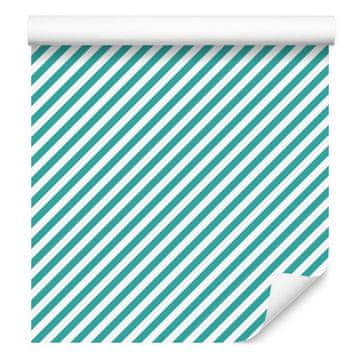 Tapeta Črti morja, bela in turkizna za dnevno sobo in spalnico 50x1000 cm