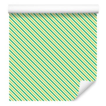 Tapeta z limetnimi in metinimi črtami za dnevno sobo in spalnico 50x1000 cm