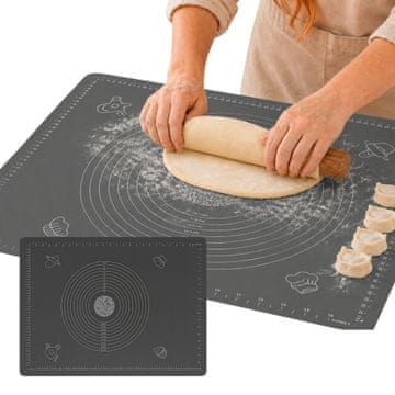 GE SILIKONSKA PLOŠČA XXL 70X50 CM SIVA KUHINJSKA PODLOGA Z MATEMATIČNO OZNAKO