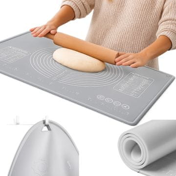 GE SILIKONSKA PLOŠČA 80X60 CM Z ROBODI, SIVA, VELIKA PODLOGA ZA TESTO