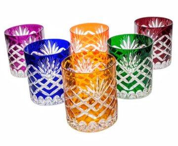 Marika barviti kristalni kozarci za viski 280 ml ananas