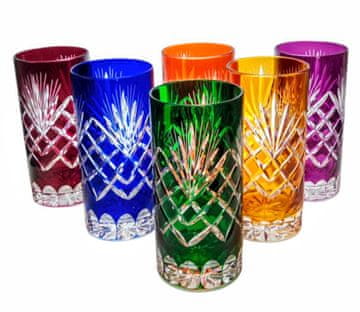 Marika crystal Kristalni kozarci z ananasom v mešanih barvah - komplet 6 kosov, 320 ml - eleganten dodatek k vodi in pijačam