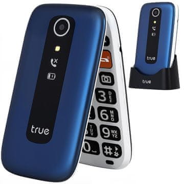 True Mobilni telefon za starejše, S70, moder, GSM z zavihnim ovitkom