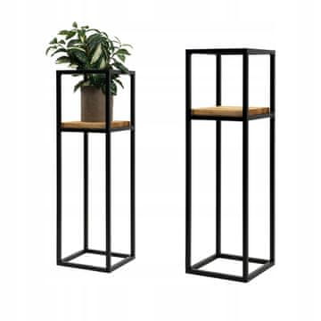 DE STOJEČA CVETLIČNA GREDICA Kovinska Loft Črna Moderna Lesena Anet M 22x22x75