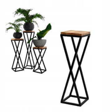 DE STOJEČA CVETLIČNA GREDICA Kovinska Loft Črna Svetla Lesena Moderna Vichy S 19x19x62