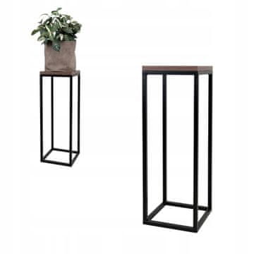 DE STOJEČA CVETLIČNA GREDICA Kovinska Loft Črna Temno Lesena LAVAL S 19x19x62 cm