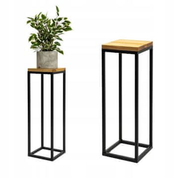 DE STOJEČA CVETLIČNA GREDICA Metal Loft Črna Svetla Lesena Laval S 19x19x62 cm