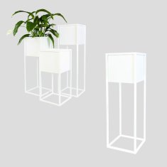 Kovinski pokrov za cvetlični lonček Loft White Monaco L 28x28x90