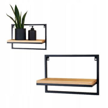 DE STOJALO ZA CVETLICE Viseče stojalo za rože kovinsko leseno črno Revel M 43x20x30cm