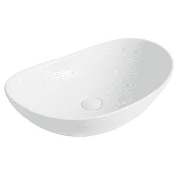 Ovalni umivalnik za pult 62×36 cm, sijajno bel -